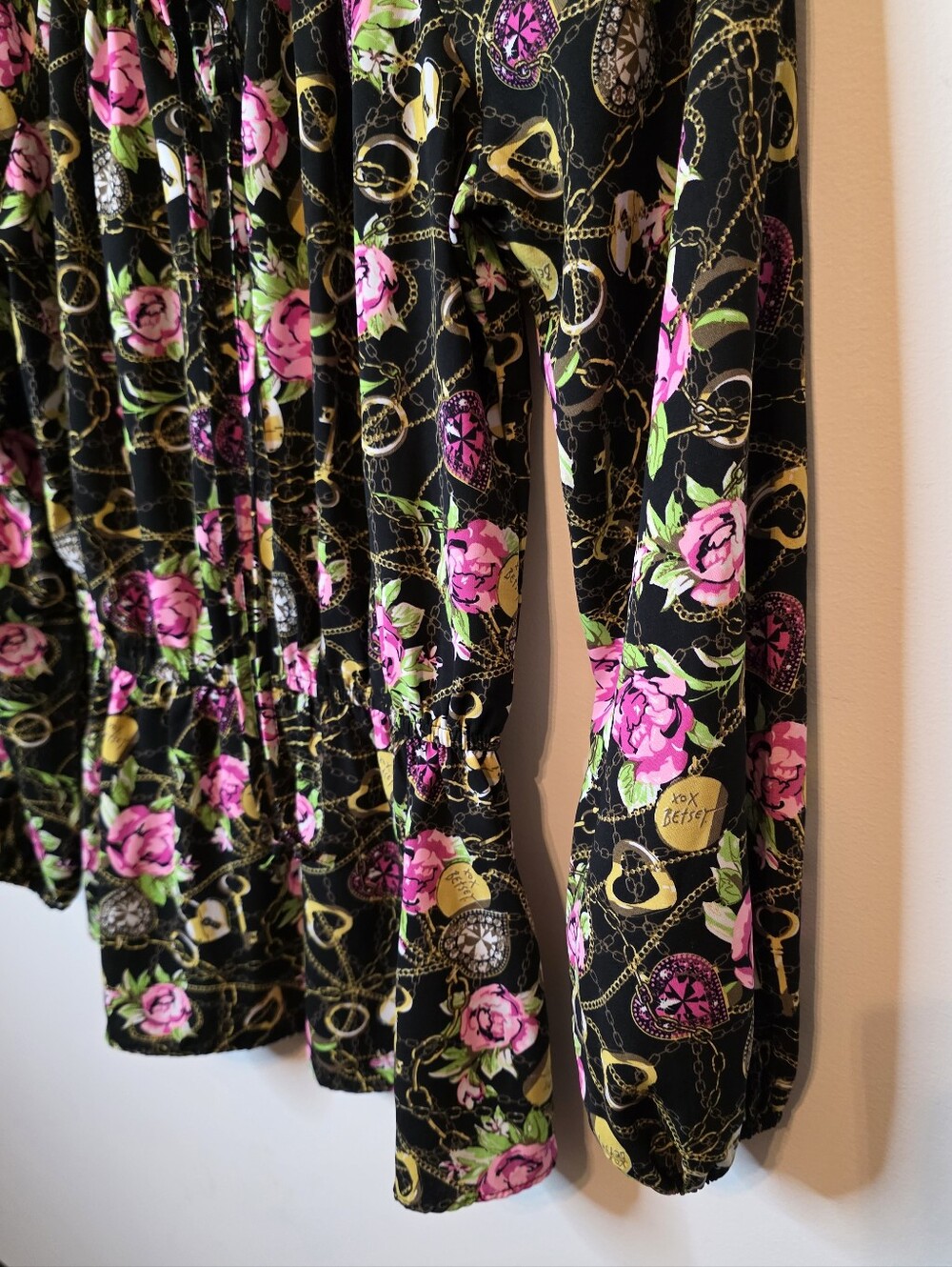 Betsey Johnson Secret Garden Top Peasant Rose Chain Key Size Small Floral - Picture 10 of 10